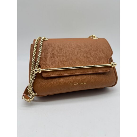 STRATHBERRY East/West leather mini convertible crossbody bag + Dust bag -Tan - Picture 5 of 16